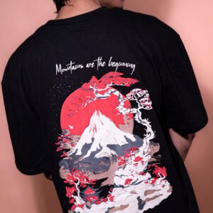 Red Sun Mountain Graphic Black T-Shirt
